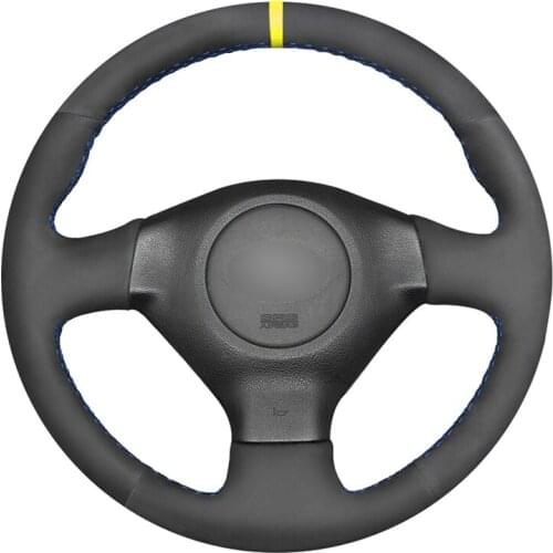 MEWANT Black Suede Yellow Marker Steering Wheel Cover for Subaru Forester Impreza WRX (WRX STI) Legacy Outback Saab 9-2X