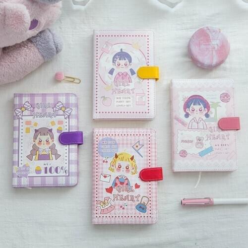 Cartoon Girl Heart Notebook Cute Magnetic buckle Note Book Diary Planner Journal Notepad Stationery office School Supplies
