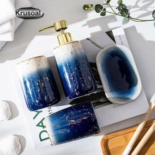 Ceramic Bathroom Accessories Sets Starry Sky Lotion Bottle/Toothbrush Cup/Soap Dish Nordic Home Furnishing Hotel Bathroom Kit