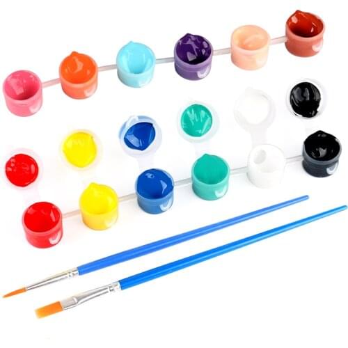 12 Colors Acrylic Paint WaterBrush Pigment Set for Clothing Textile Fabric Hand Painted Wall Plaster Painting Drawing For Kids