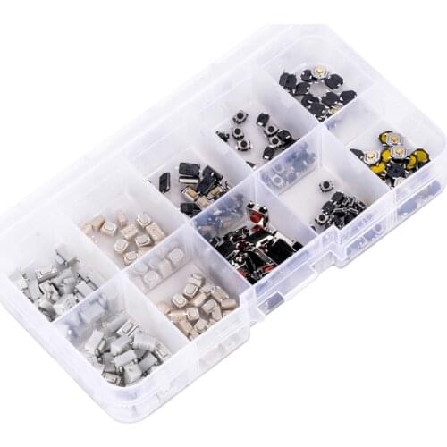 250pcs/box Mixed Tactile Touch Push Switch Kit 10 Types Mayitr Car Remote Control Button Microswitch For Electronic Products