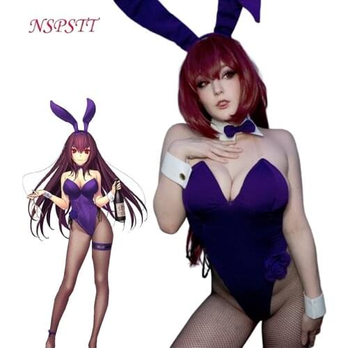 NSPSTT Game Fate Scathach Cosplay Costume FGO Scathach Sexy Jumpsuit FGO Bunny Girl Cosplay Costume Halloween Women Suit