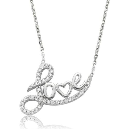 Tevuli 925 Sterling Silver Cubic Zirconia Love Lady Necklace