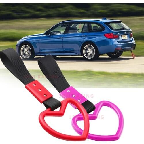 Newest Color Nylon Car Tow Strap Heart JDM Racing Train Bus Handle Hand Strap Drift Charm Strap Drift Tow Rope Back Car Styling
