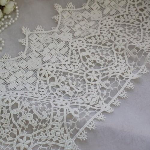 Retro Beige Floral lace trim Geometry Cotton trim Crochet trim DIY Garment Sewing Wedding Crafts Home textile Decors, 1 yard