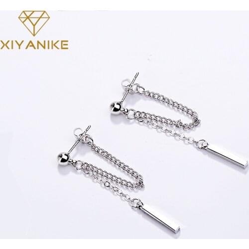 XIYANIKE 925 Sterling Silver Trendy Design Long Chain Tassel Earrings for Women Wedding Couple Elegant Charming Party Jewelry