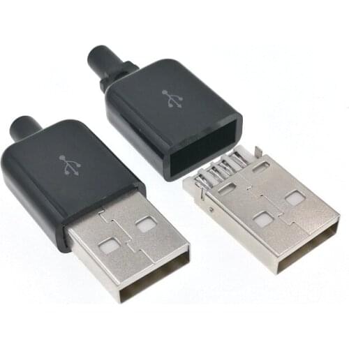 DIY USB 2.0 A Male Assembly Adapter Connector Plug Socket black