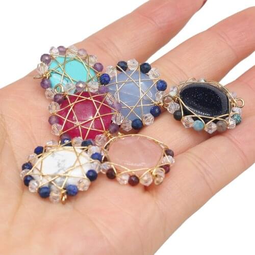 Natural Stone Connectors Copper Wire Charms Decorative Pendants for DIY Jewelry Making Bracelet Necklace Accessories