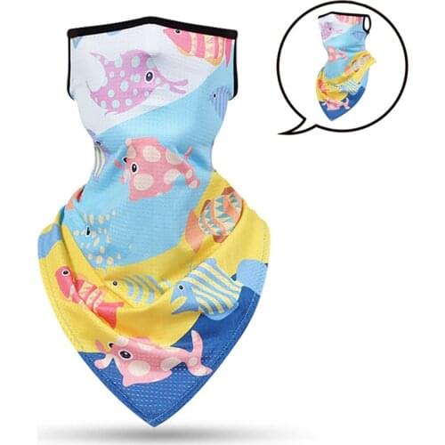 KoKossi Ice Silk Hanging Ear Triangle Scarf Breathable Comfortable Children Bandana Sun Protection Harmless Quick-dry Headgear