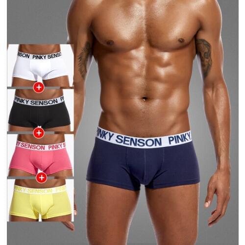 Mens Boxer Pants Low Waist Solid Color U Convex Big Pouch Cotton Large Size Simple Mens Underwear Men Modal Soft Underpants