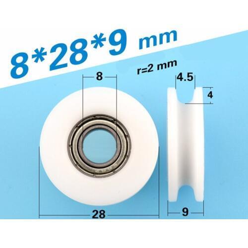 [U0828-9] 10PCS high quality inner diamater 8mm 688zz ball bearing coated with pom plastic u groove sliding bearing pulley 0828U