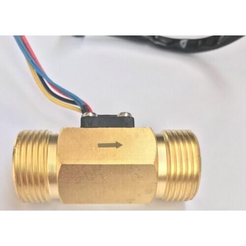 USC-HS43TBT Hall Effect Water Flow Sensor 2-45L/min G3/4" Threaded Repeat Error 1% Brass Turbine Flowmeter for Purifier