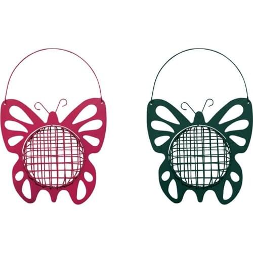 Butterfly-Shaped Birds Feeder for Outdoor Metal Mesh Bird Feeder Hanging Decoration for Garden Large Opening