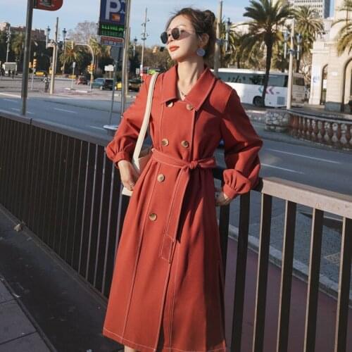 Windbreaker Womens Middle Long 2021 Spring and Autumn New Korean Loose Womens Clothing Temperament, This Years Popular Knee