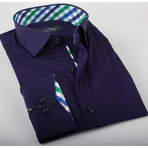 High Quality New Spring Autumn Oxford Mens shirts long sleeve Cotton solid Color Formal Business Social Clothing Casual Slim Fit