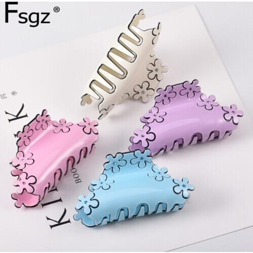 Fashion Large Size Hair Claw Clips For Women Partysu Solid Flower Type Rhinestone Crab For Hair Wedding Hairpin Hair Accessories