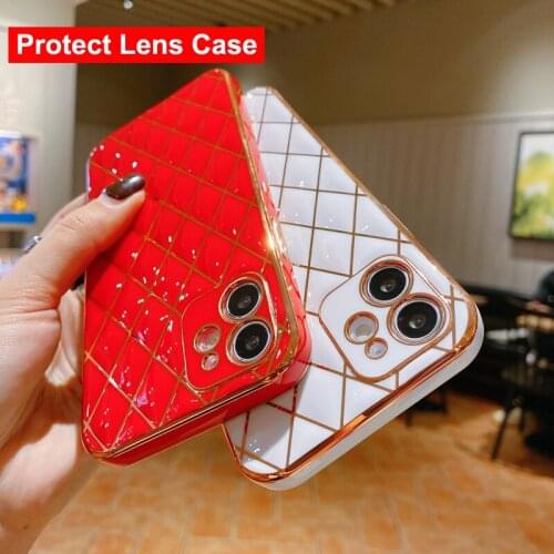 Lens Protector Case for iPhone 12 Pro Max Mini 12Pro 11 XS X XR SE 2020 7 8 Plus Cases Diamond Elec-plated TPU Soft Cover Funda