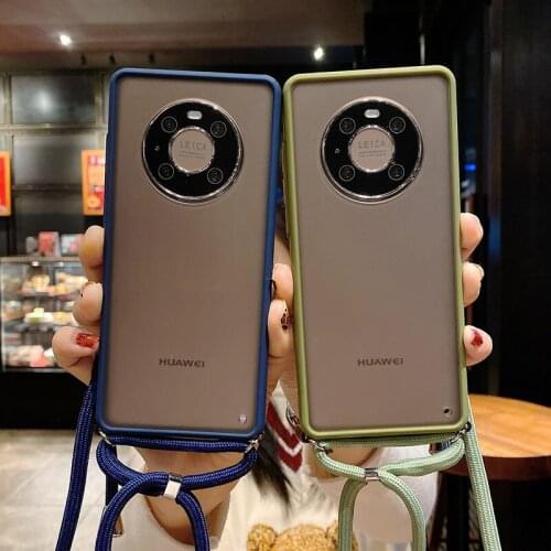Skin feeling Protection Strap Cord Chain Phone Cases For Huawei NOVA 5T 4 PRO 6SE 7 MATE30 LITE Lanyard