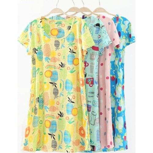 Cotton cute sleepwear dress ladies short-sleeved nightdress summer nightgowns women casual new cartoon nightwear night shirt