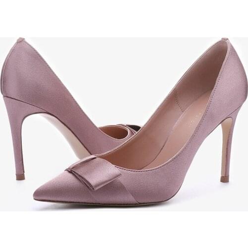 Designer Women Pumps women pumps Silk Slip On 9.5CM Thin High Heels Pointed Toe Shallow Butterfly-knot women shoes size 35-42