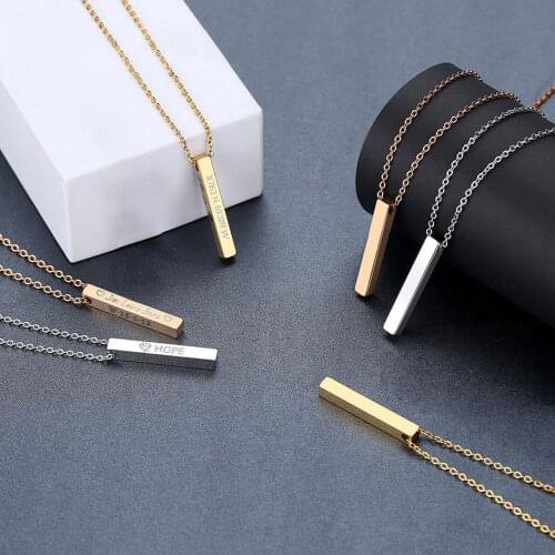 Mumuxing Personalized Lady Rectangular Necklace Custom Name Letter Dimensional Pendant Stainless Steel Necklace Hip Hop Jewelry