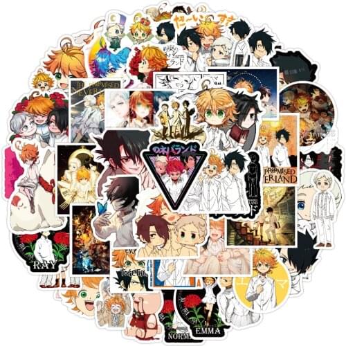 50PCS Anime The Promised Neverland Stickers DIY Car Bike Travel Luggage Phone Guitar Laptop Waterproof Fun Sticker Classic Toy