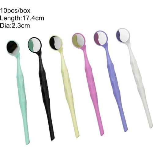 10Pcs/Box Dental Endoscope Mouth Mirror Oral Single/Double Side With Plastic Handle Premium Colorful