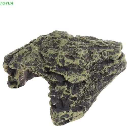 1XCC Reptile Cave Turtle Bask Back Caves Platform Case Decoration Landscape Resin Lifelike Habitat Hide Rock For Lizard Snake