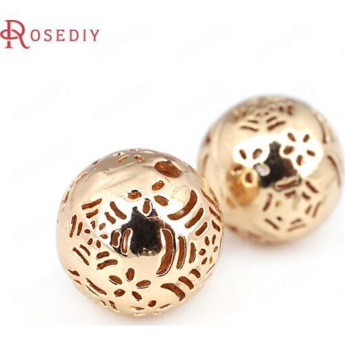 6PCS 12MM 24K Champagne Gold Color Plated Brass Spider Cobweb Spacer Beads Bracelet Beads High Quality Jewelry Accessories