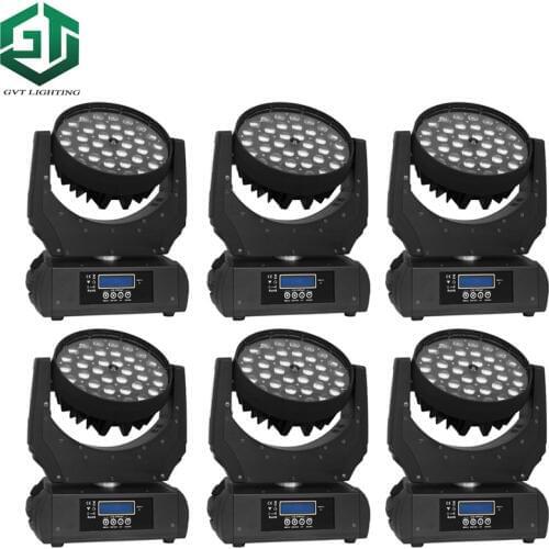 6pcs/lot 36 * 18 Watt Led Moving Head Zoom Light Wash Lighting RGBWA UV 6in1 Color Dj Lighting Pro Stage Wash Fixture