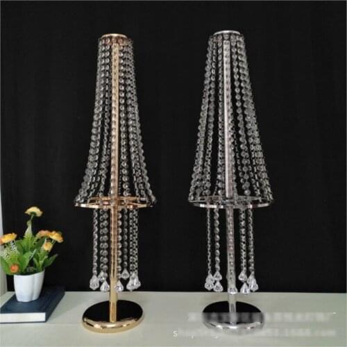 80cm(H) gold wedding centerpiece flower stand crystal pillar Road Leads Wedding Decoration
