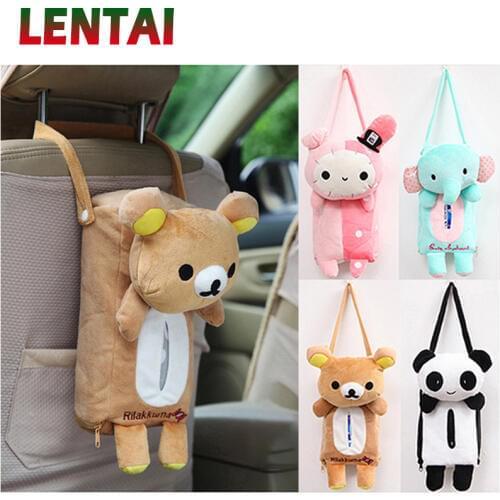 LENTAI 1Set Car Cartoon Tissue Box Hanging Paper Bag For Honda Civic Accord Fit Subaru Impreza Forester XV Nissan Qashqai Juke