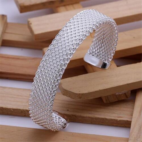 B029 Fashion Silver Color Charm Bangle Cuff Bracelet Bangles For Women Jewelry Gift Bangles Brass Web Bracelets /ajxajbea