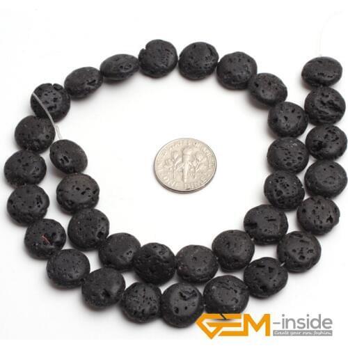 12mm 16mm coin shape lava stone beads natural stone beads loose beads for jewelry making strand 15 inches ( 38 cm ) wholesale