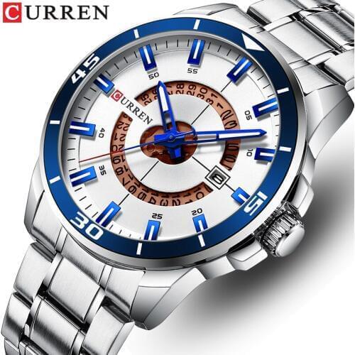 CURREN Men Watches Top Brand Luxury Fashion Quartz Mens Watch Steel Waterproof Sports Male Wrist Watch Clock Relogio Masculino