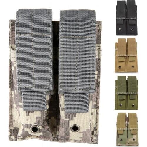 CQC Molle Double Pistol Mag Holster Tactical 9MM Magazine Pouch For Glock 17 18 19 Beretta 92 Sig Sauer P226