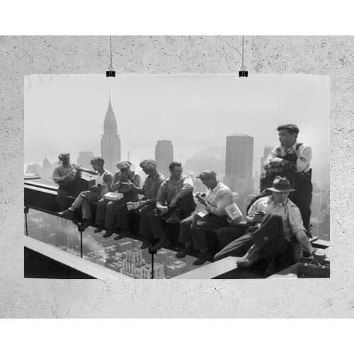 H036 Rockefeller Ironworkers Construction Lunch Wall Sticker Silk Poster Art Home Decoration