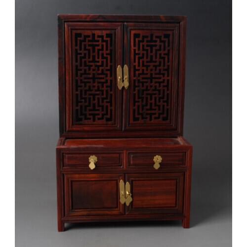 Exquisite Chinese Classical Antique Imitation Qing Dynasty Old-style Rosewood Cabinet Cupboard Mini Furniture