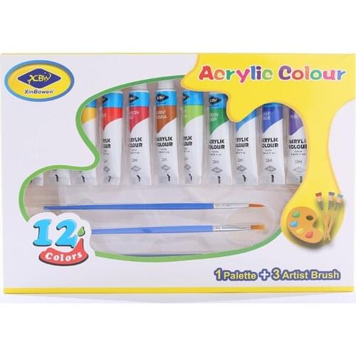 Paint Brushes For Acrylic Painting Brushes For Watercolor With Brush 12 Colors Student Painting Materials Art Supplies Set