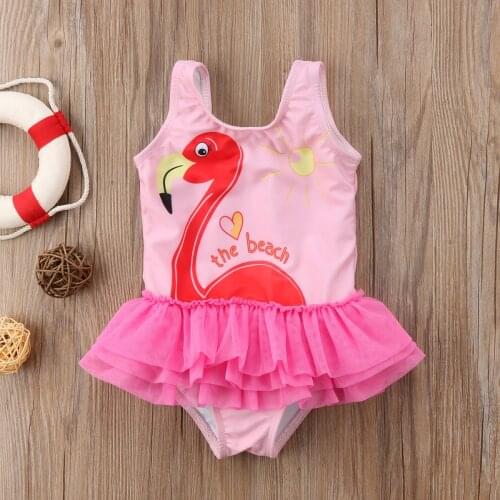 Newly Lovely Cute Toddler Kids Girls Swan Print Sleeveless O-Neck Lace Bikini Swimwear Swimsuit Clothes Bathing Suits
