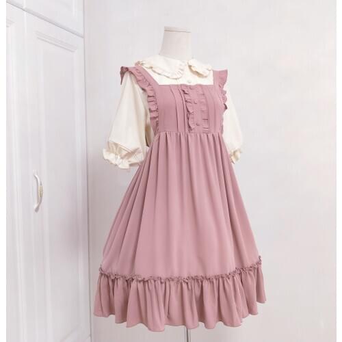 Sweet lolita dress vintage falbala bowknot cute printing high waist princess victorian dress kawaii girl gothic lolita jsk loli