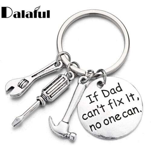 Mini Tools Round Lettering "if dad can not fix it" Car Trucker KeyChains Father Gifts for Men Daddys Key Rings K388