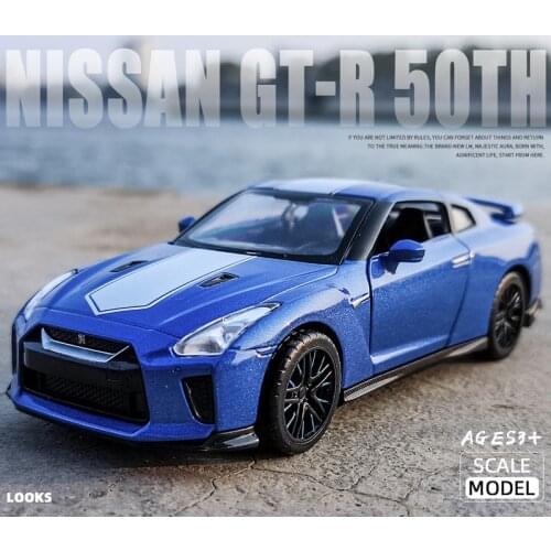1:32 Nissan GTR R35 50th Anniversary Diecasts & Toy Vehicles Metal Toy Car Model High Simulation Pull Back Collection Kids Toys