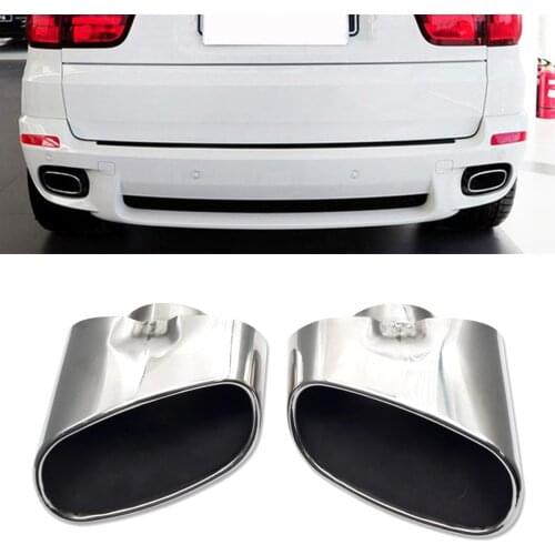 2PCS Chrome Exhaust Dual Tail Pipe Muffler Tip Stainless Steel For BMW X5 E70 2008 2009 2010 2011 2012 2013 Car Accessories
