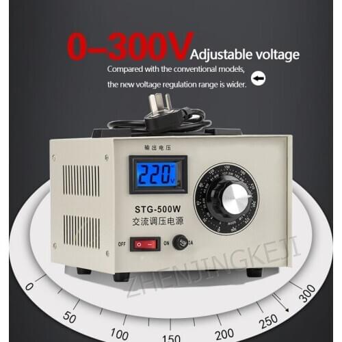 Single-Phase Voltage Regulator 220v AC Regulated Contact Type 0-300v Adjustable Power Supply Voltage Regulating Transformer 500W