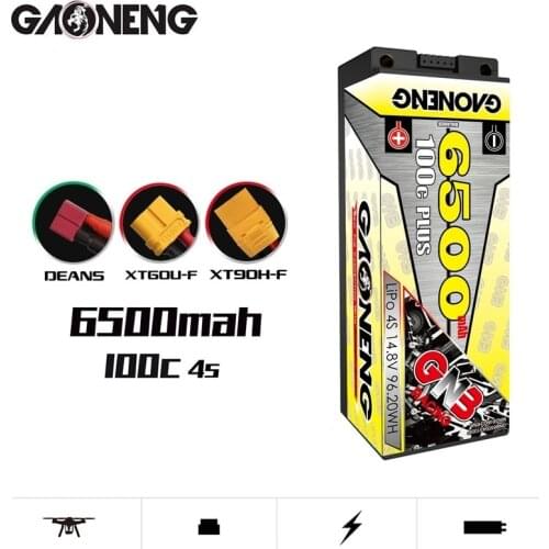 Original GNB 14.8V 6500mAh 4S 100C 5.0mm Bullet Hardcase LiPo Battery XT90/XT60/TPlug for 1:8 1/8 four drive off-road RC Car