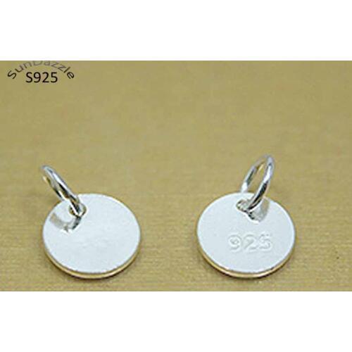 8mm Real Pure Solid 925 Sterling Silver Round Tag Pendant Inscribe Letter Logo DIY Bracelet Necklace Jewelry Making Wholesale