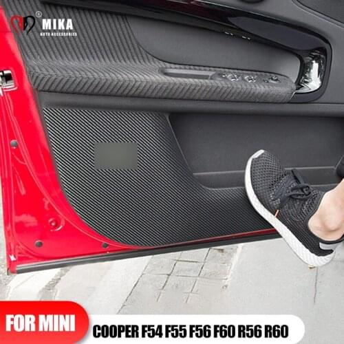 Car Door Anti Kick Pad For Mini Cooper F54 F55 F56 F60 R56 R60 Carbon Fiber Pattern Stickers Auto Interior Styling Accessories