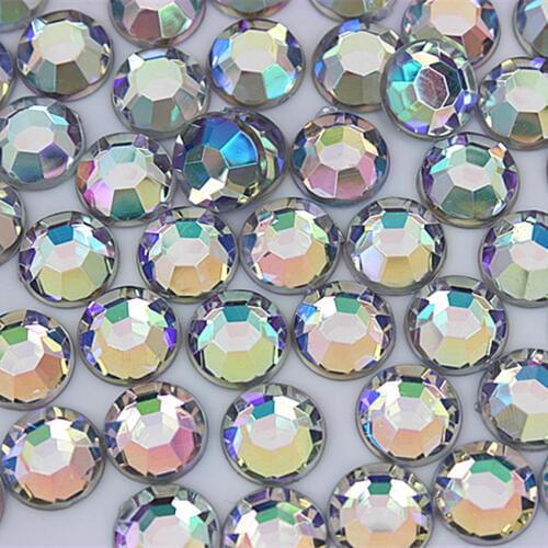 Micui Round 3/4/5/6/7/8/9/10/12/14/16mm Crystal AB Clear Acrylic Rhinestones Flat Back Nail Crystal Stones Nail Non Hotfix MC367