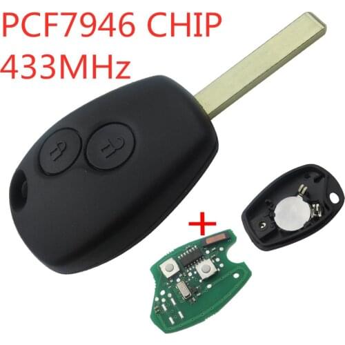 RIOOAK 5pcs Renault Remote Car Key 2 Button remote for Renault Clio II Kango Dacia PCF7946 Transponder Chip 434 Mhz Remote key